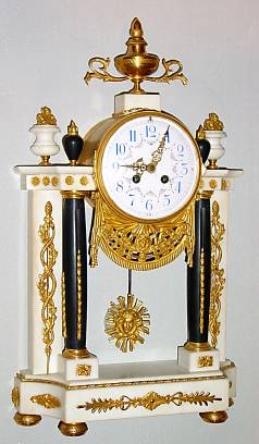 C.1900, French, Large Portico Clock, ormolu and marble, 8-day time and bell strike, in the style of Louis XIV. — Antique Clocks Price Guide
