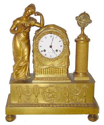 C.1810, French, Ormolu Figural Clock, ALLEGORY OF ASTRONOMY, With 8-day silk suspension, bell strike movement. — Antique Clocks Price Guide