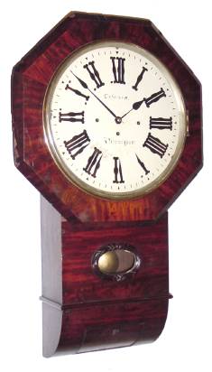 C.1880, English, 3-Fusee, 8-Bell, Octagon Drop, quarter chiming wall clock in mahogany. — Antique Clocks Price Guide