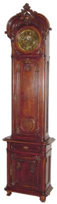 C.1890. German, Gustav Becker, 2nd Baroque, 30-Day Floor Clock, time only, single weight, with matched pattern etched dial center, weight and pendulum. — Antique Clocks Price Guide