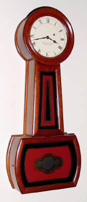 C.1982 (dated), Foster S. Campos, Pembroke, Mass, miniature Howard style banjo, with 8-day key wind movement winding through the dial at 2. — Antique Clocks Price Guide