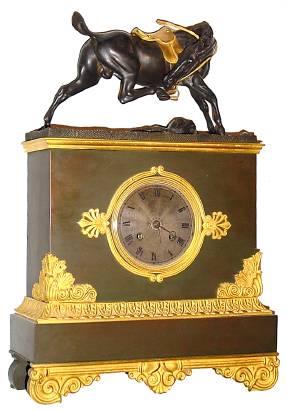C.1830, French, Bronze Figural Clock Horse With no Rider, 8-day time and bell strike, silk thread pendulum movement. — Antique Clocks Price Guide