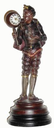 C.1880, French, Patinated Spelter, "The Jester", novelty timepiece. — Antique Clocks Price Guide