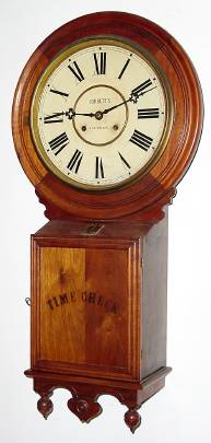 C.1890, Waterbury, special order for Corbetts Watchman Clocks, timepiece in a walnut case. — Antique Clocks Price Guide