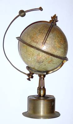 C.1890, French, Terrestrial Globe /world time-piece, with 8-day lever movt in base, as-found fair with gouge in globe. — Antique Clocks Price Guide