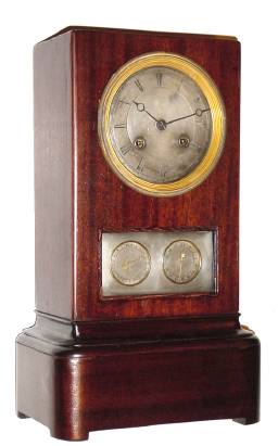 C.1850, Vincenti and Cie, Paris, double dial calendar clock, mahogany veneer case, 8-day, time and bell strike. — Antique Clocks Price Guide