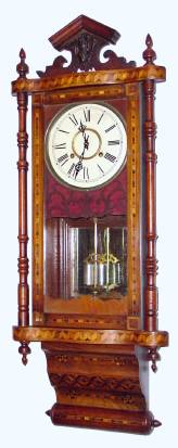 C.1880, Anglo-American, 8-day time/strike inlaid wall clock. — Antique Clocks Price Guide