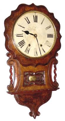 C.1890, Anglo-American, 8-day time and strike, scalloped top, short drop, wall clock — Antique Clocks Price Guide