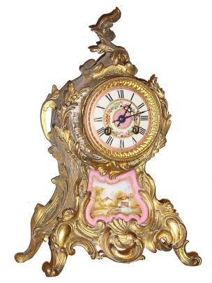 C.1900, French, Japy Freres, 8-day time/strike rococco style, ormolu mantel clock. — Antique Clocks Price Guide
