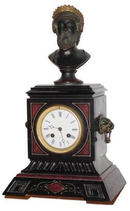 C.1890 French, Japy Freres and Cie, 8-day time and strike marble and bronze mantel clock. — Antique Clocks Price Guide