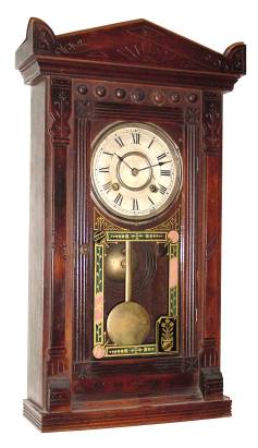 C.1881 New Haven Clock Co., "Indus", 30-hour time and strike, 2-weight shelf clock. — Antique Clocks Price Guide