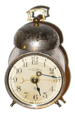 C.1914, Ansonia Clock Co., "Improved Bee Alarm", 30-hour lever movement alarm timepiece. — Antique Clocks Price Guide