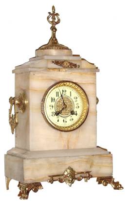 C.1890, French, Onyx and ormolu mantel clock, with 8-day gong strike movement. — Antique Clocks Price Guide