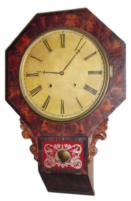 C.1855, Forestville Clock Co., Forestville, Conn, USA export label on early mahogany octagon short drop. — Antique Clocks Price Guide