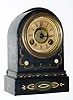 C.1870, Terry Clock Co, Waterbury, Conn, 30-Hour time and alarm, repainted black iron case.