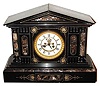C.1900, French, 8-day time/strike black marble mantel clock, with open escapement.