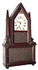 C.1845, Birge and Fuller, 8-day Sharp Gothic on Frame with candle finials time/strike wagon spring clock.