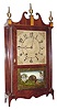 C.1828, Chauncey Ives, Bristol, Conn, 30-hour time/strike wooden movement pillar and scroll shelf clock.