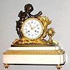 C.1840, French, Douillon St. Nicolas d'Aliermont, bronze and marble figural clock GEOMETRY, 8-Day, bell strike.