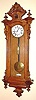 C.1880, German, H. Endler and Co., Vienna Regulator, carved oak case with canted corners, single weight timepiece.