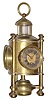 C.1890, French, "Davy Lamp", with barometer and thermometer, also compass at top, an 8-day platform movement in one of the 3 sides of the lantern, from Guilmet.