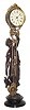 C.1885, Ansonia Clock Co., HUNTRESS SWING, bronze patinated spelter statue on iron base, with canister arm.