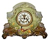 C.1904, Ansonia Clock Co., Royal Bonn "La Nord", 8-day time/strike porcelain mantel clock, signed painting.