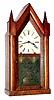 C.1850, Brewster and Ingrahams, Bristol, Conn, 8-Day Steeple clock, in mahogany with cut glass tablet.
