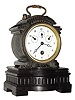 C.1890, French, Unsigned Calendar Desk timepiece, case of mahogany and iron, 8-day cylinder platform escapement.