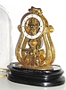 C.1880, French, Skeleton Clock and Dome, 8-day with 24 hour alarm disc and engraved front plate and base.