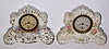Lot of two: C.1905 New Haven Clock Co., 30-hour lever movement porcelain timepieces.