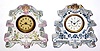 Lot of 2 No. 5980 by different companies: C.1905 New Haven Clock Co. and Ansonia Clock Co., 30-hour lever movement porcelain timepieces.