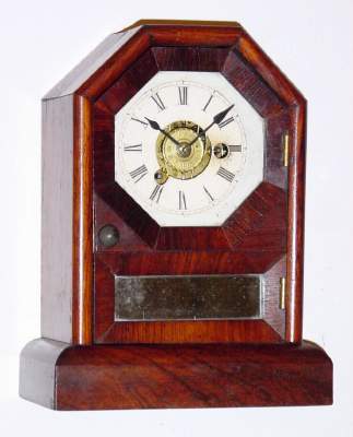 C.1870, Seth Thomas Clock Co, Thomaston, Conn, Octagon Top Mini COTTAGE , 30 hour, time and alarm. — Antique Clocks Price Guide