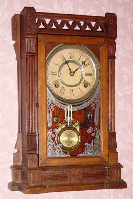 C.1874 William L. Gilbert Clock Co., Winsted, Conn, "Dacca" , 8-day time/strike mantel clock. — Antique Clocks Price Guide