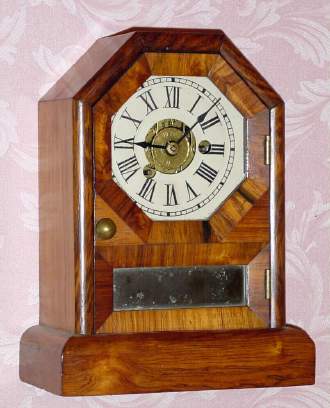 C.1880, Seth Thomas Clock Co., Thomaston, Conn., "Octagon top "E", 30-hour time/alarm cottage timepiece. — Antique Clocks Price Guide
