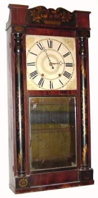 C.1833, Jeromes and Darrow, Bristol, 30-hour time/strike wood movement shelf clock, as-found. — Antique Clocks Price Guide