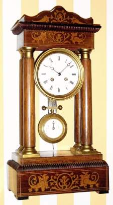 C.1890, French, Marti and Cie, 8-day time and bell strike four pillar mantel clock in the Empire style. — Antique Clocks Price Guide