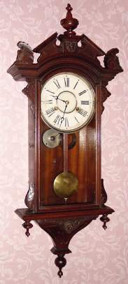 C.1886, New Haven Clock Co., "Regulator, C.C." , 8-day time and cathedral gong strike wall clock. — Antique Clocks Price Guide