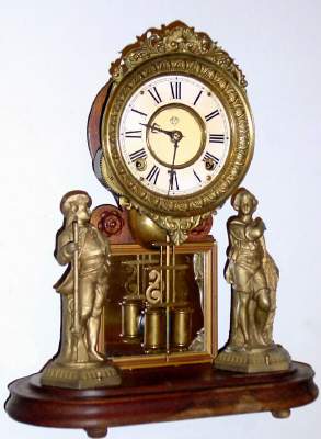 C.1880, Ansonia Clock Co., NY, CRYSTAL PALACE No. 1, Extra, 8-day, time and strike, on a wooden base, less dome. — Antique Clocks Price Guide