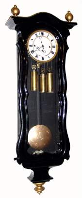 C.1860, Austrian, 3-Weight Grand Sonnerie wall clock in a black serpentine case, 8-day full quarter striking. — Antique Clocks Price Guide