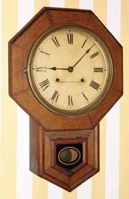 C.1924, Seth Thomas Clock Co., Thomaston, Conn., "Drop octagon 10 Inch" , 8-day time and strike wall clock. — Antique Clocks Price Guide