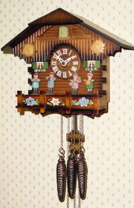 C.1990, German, 30-hour time/strike/music cuckoo clock, animated. — Antique Clocks Price Guide