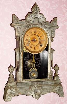 C.1870, E. N. Welch Mfg. Co., 8-day, time/strike mantel clock, identical to Kroeber "Rival-VP". — Antique Clocks Price Guide