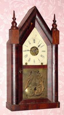 C.1870, New Haven Clock Co., 8-day time, strike and alarm steeple clock. — Antique Clocks Price Guide