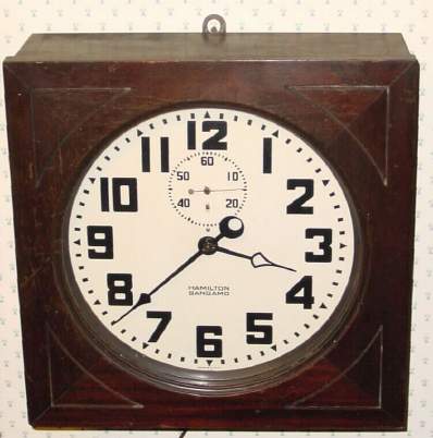 C.1930, Hamilton-Sangamo Corp., Lancaster, PA, electrically wound wall timepiece, style 12003. — Antique Clocks Price Guide