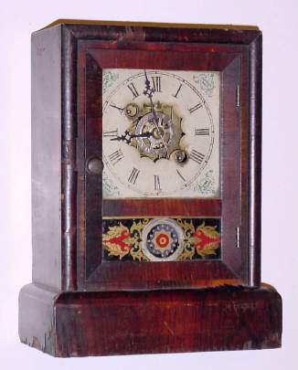 C.1875, New Haven Clock Co., New Haven, Conn, Cottage , 30-hour with integral alarm, rosewood. — Antique Clocks Price Guide