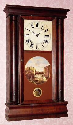 C.1840, Harris and Wilcox, Troy, NY, 30-hour time/strike wood movement half column shelf clock. — Antique Clocks Price Guide