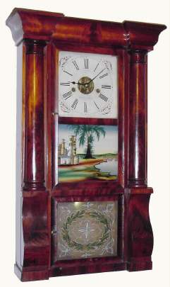 C.1850, J. C. Brown, Forestville Mfg Co., 8-day 2-wt, time and strike column and cornice shelf clock. — Antique Clocks Price Guide