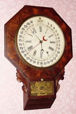 C.1866 Gilbert Mfg. Co., "Maranville's Patent", 8-day time and strike calendar clock . — Antique Clocks Price Guide