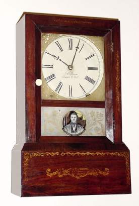 C.1850, Upson/ Brown 8-day cottage clock in a rosewood case with original stenciling intact, original Brewster and Ingrahams movement. — Antique Clocks Price Guide